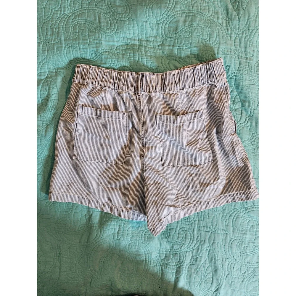 Gap Factory Blue Railroad Stripe Ultrasoft Denim Utility Shorts 4in Inseam S